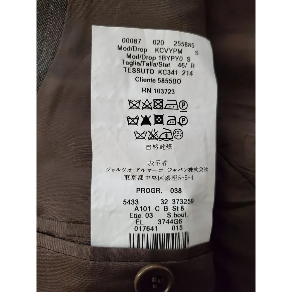 Armani Collezioni Men's Brown‎ Pinstripes SportCoat Blazer Size 46 Regular